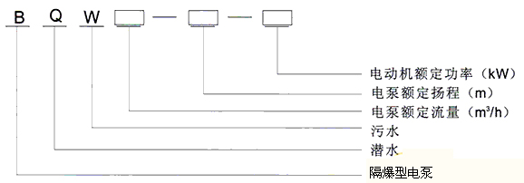 BQW防爆礦用潛水排污泵型號意義